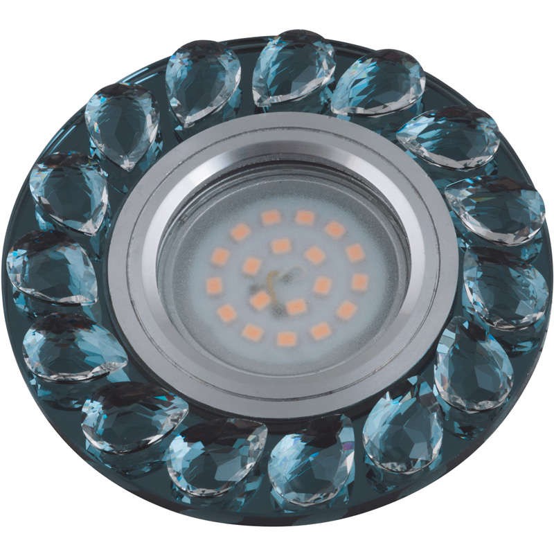 DLS-P107 GU5.3 CHROME/SMOKE+CLEAR Светильник декоративный встраиваемый, серия Peonia. Без лампы, цок